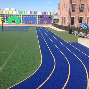Outdoor blue track for school