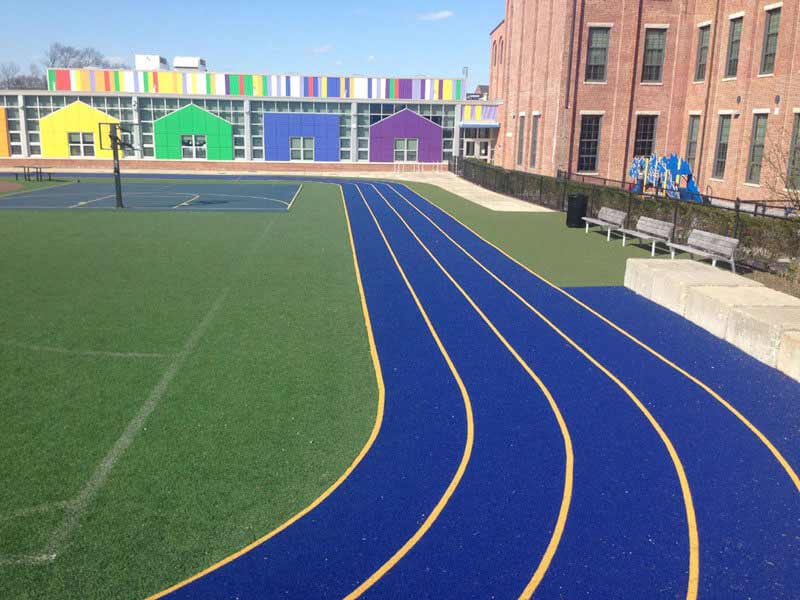 Outdoor blue track for school