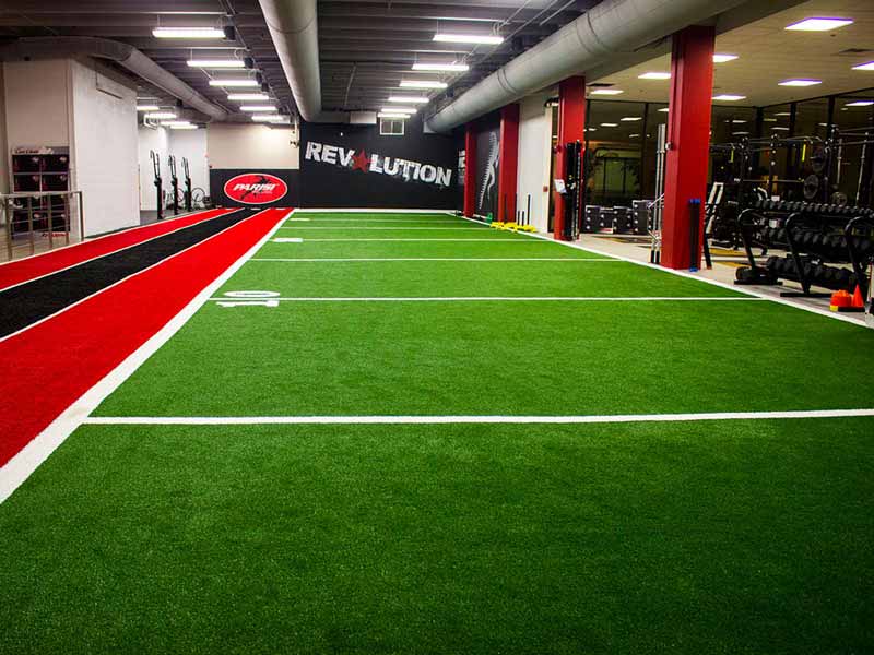 Indoor athletic turf at Parisi Sports Performance School in Kansas