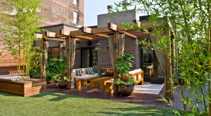 artificial grass in Kansas installed on a rooftop