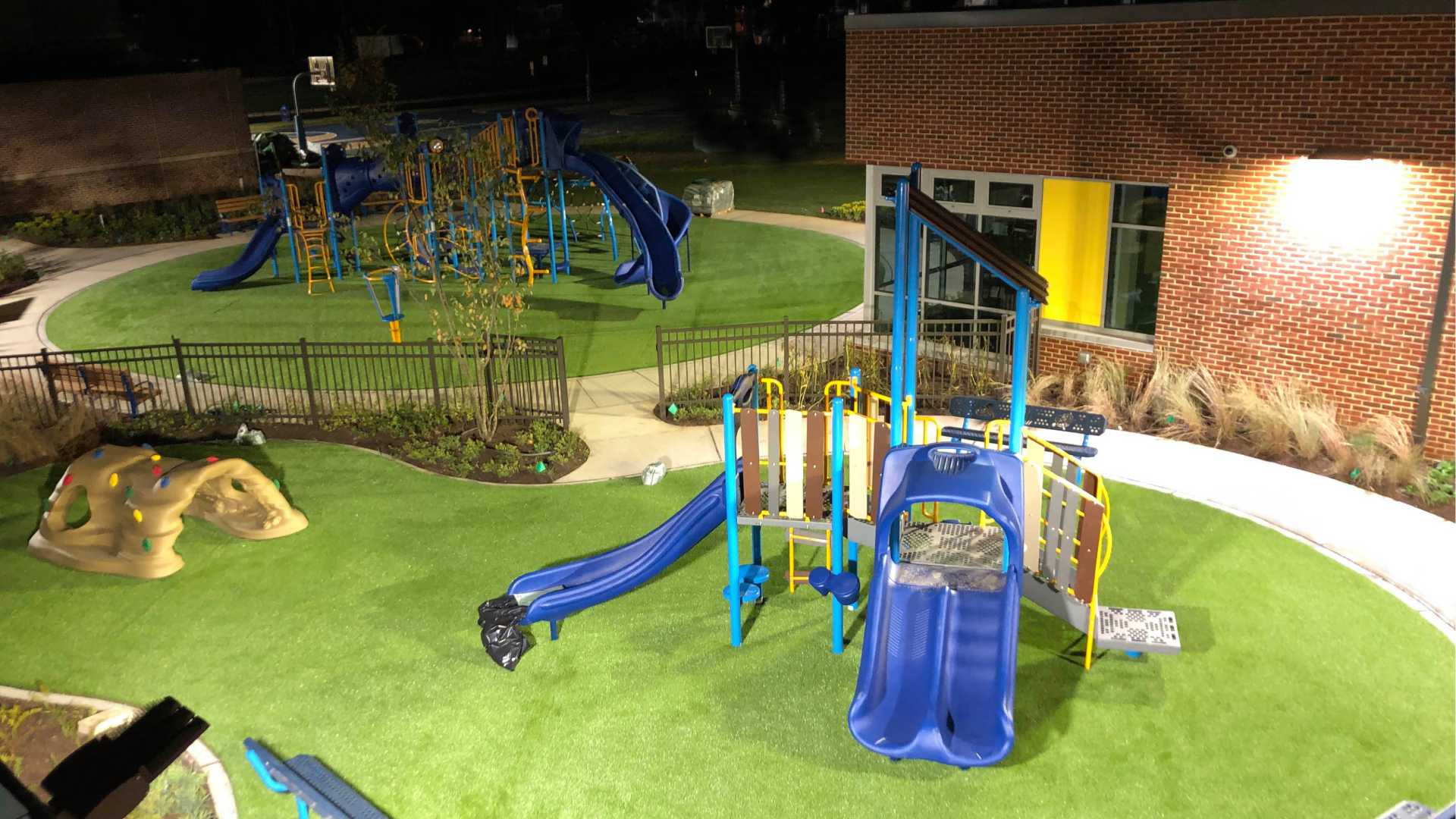 Artificial playground grass is durable for winter