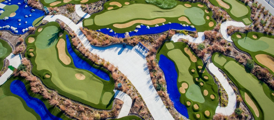 golf-green-drone-shot-synlawn-kc golf green drone shot installed by SYNLawn